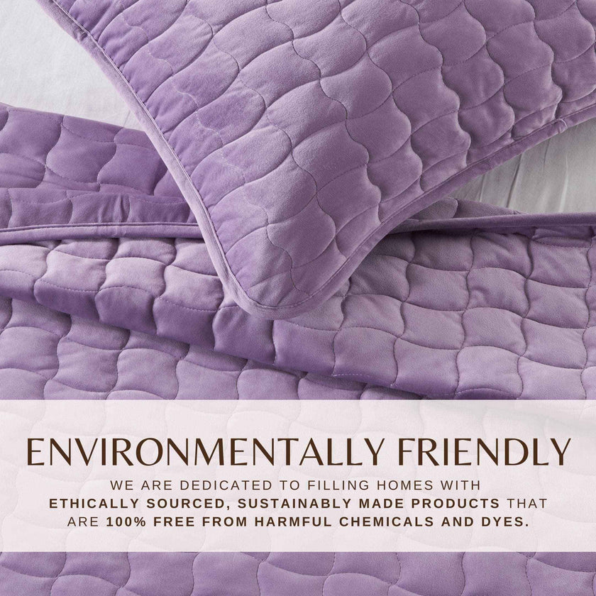 Velvet Box-Stitched Quilt Set - Vivica Collection