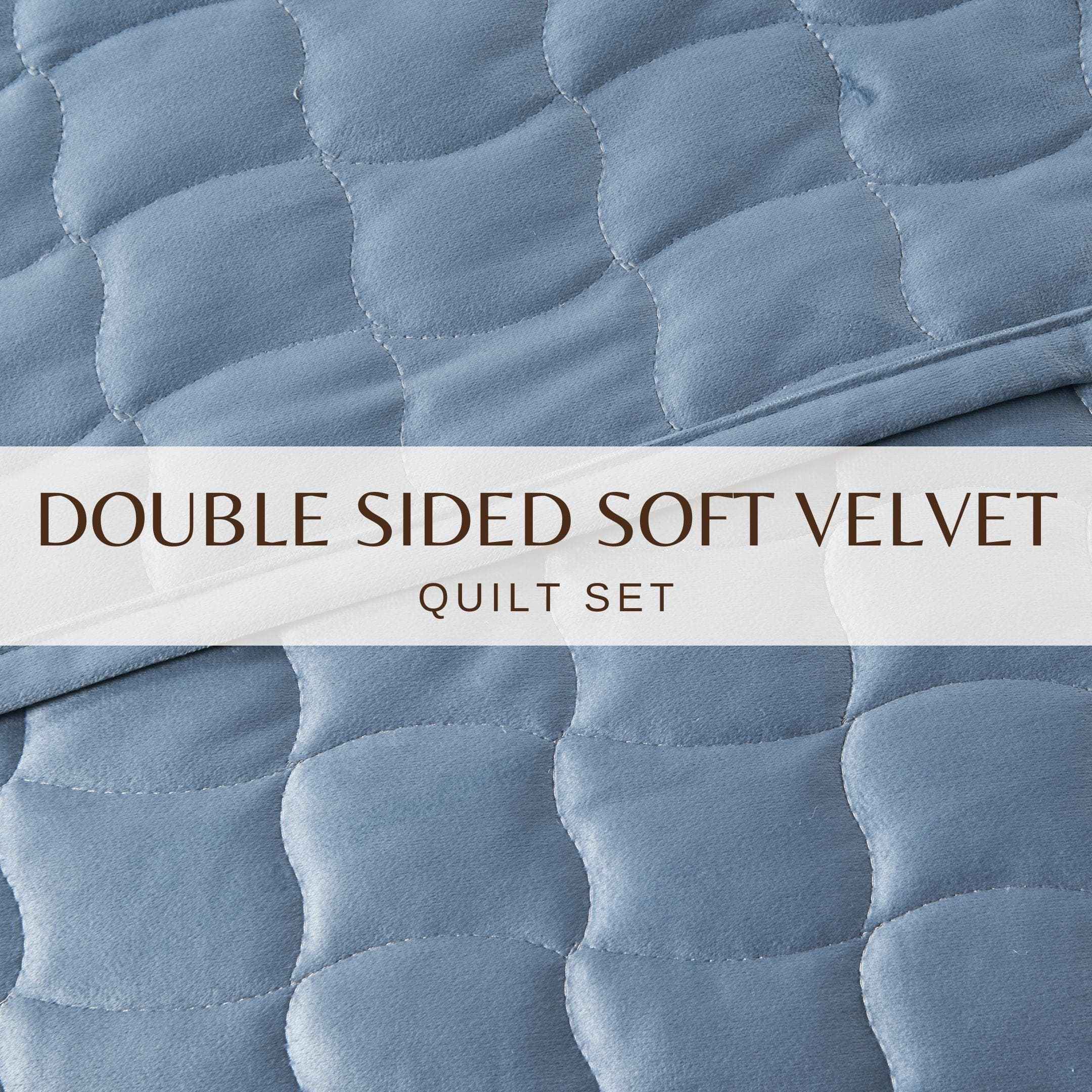 Velvet Box-Stitched Quilt Set - Vivica Collection