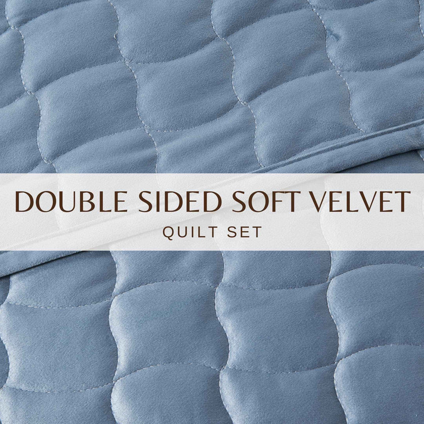Velvet Box-Stitched Quilt Set - Vivica Collection