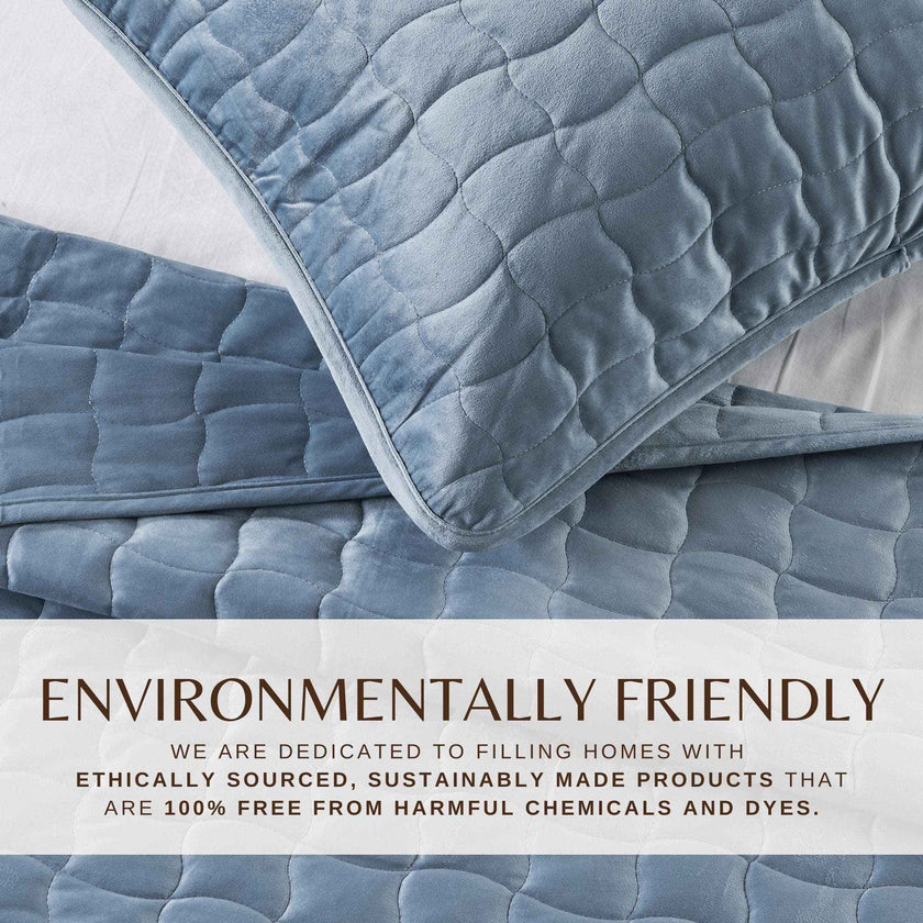 Velvet Box-Stitched Quilt Set - Vivica Collection