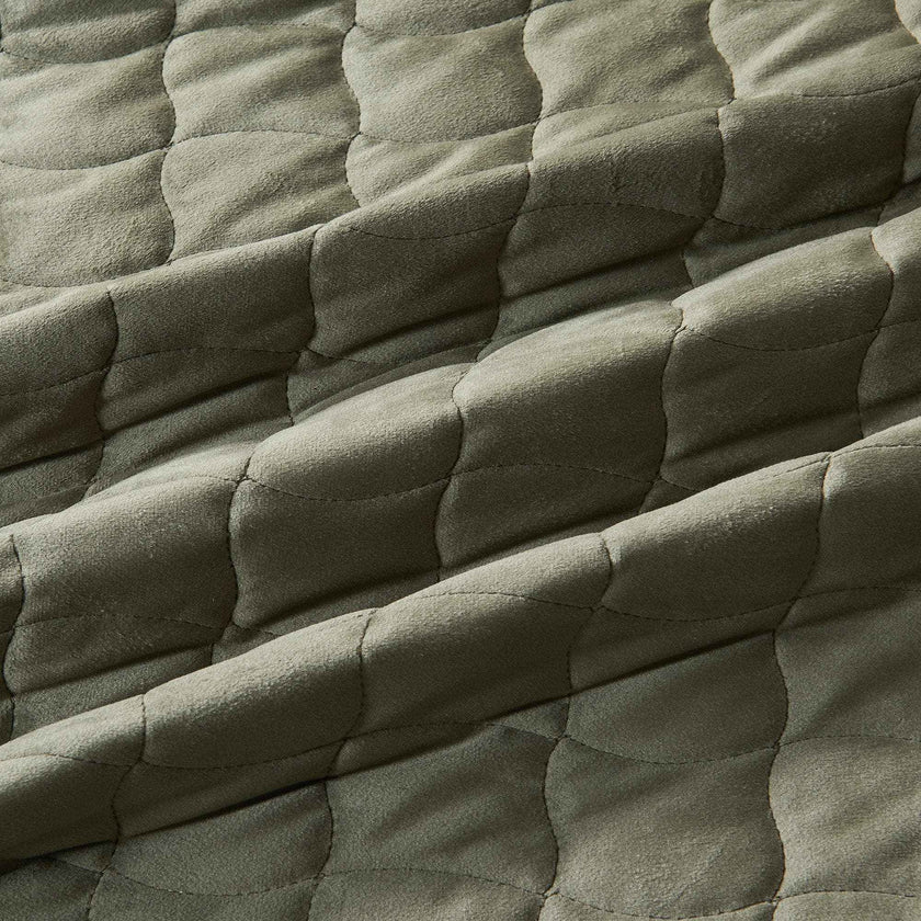 Velvet Box-Stitched Quilt Set - Vivica Collection