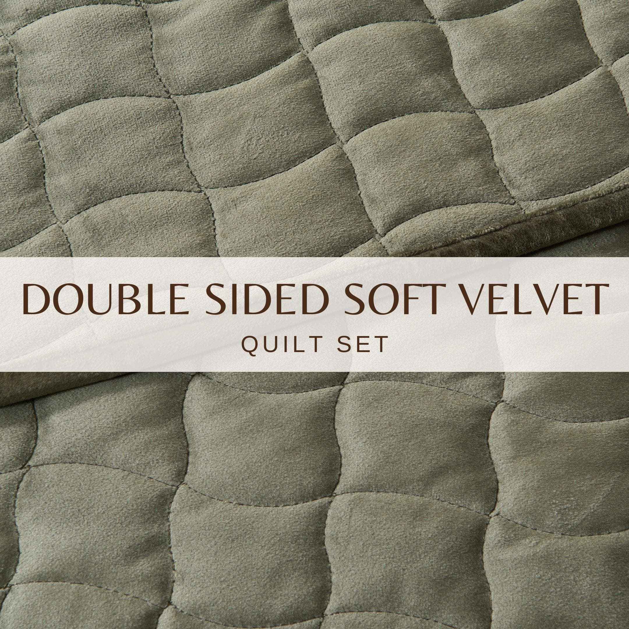 Velvet Box-Stitched Quilt Set - Vivica Collection