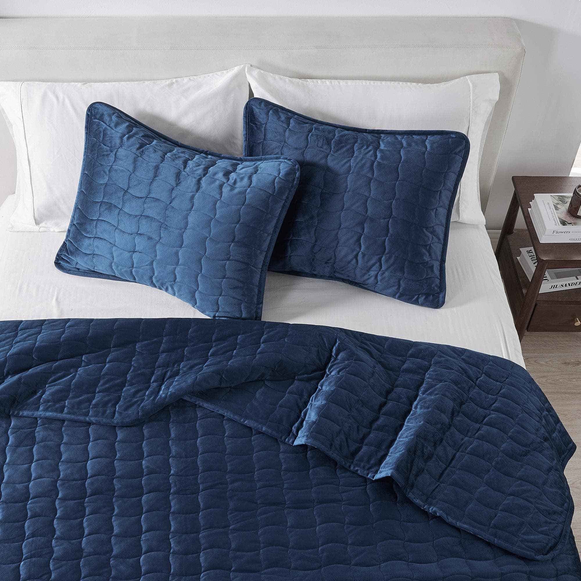 Velvet Box-Stitched Quilt Set - Vivica Collection