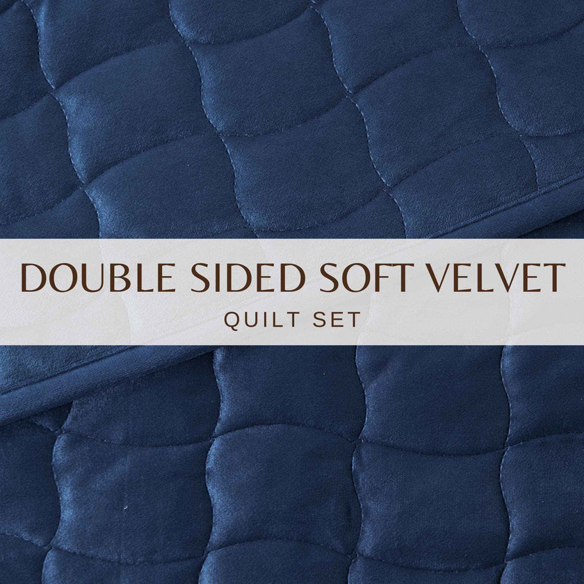Velvet Box-Stitched Quilt Set - Vivica Collection