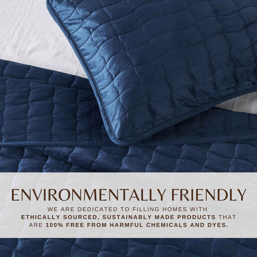 Velvet Box-Stitched Quilt Set - Vivica Collection