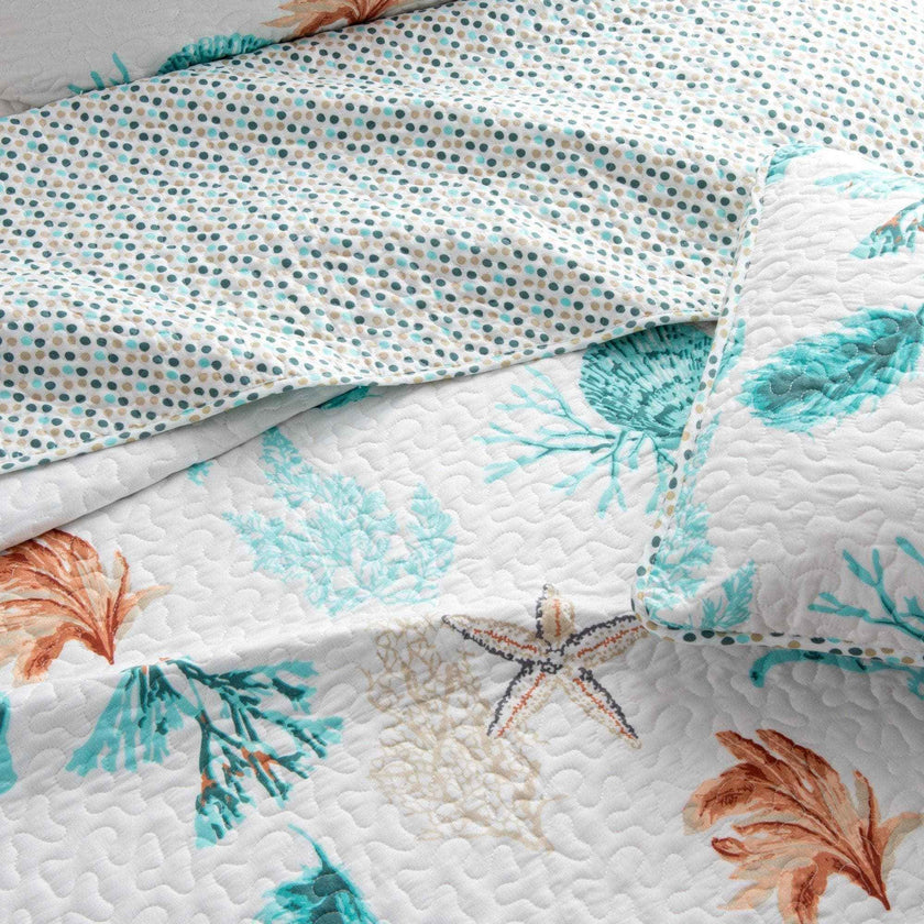 Reversible Coral Quilt Set - Key West Collection