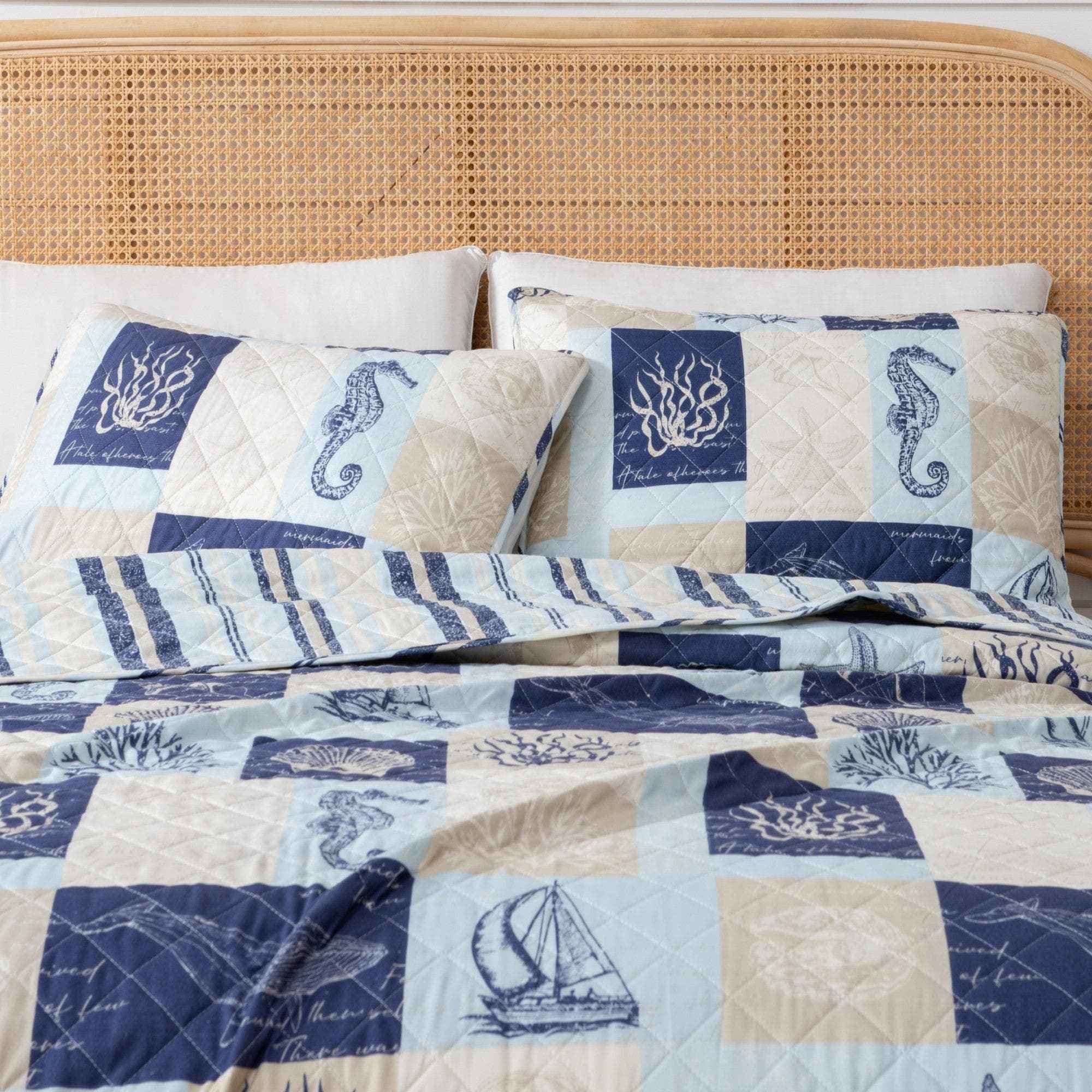 Seaside Patchwork Coastal Quilt Set - Caspian Collection