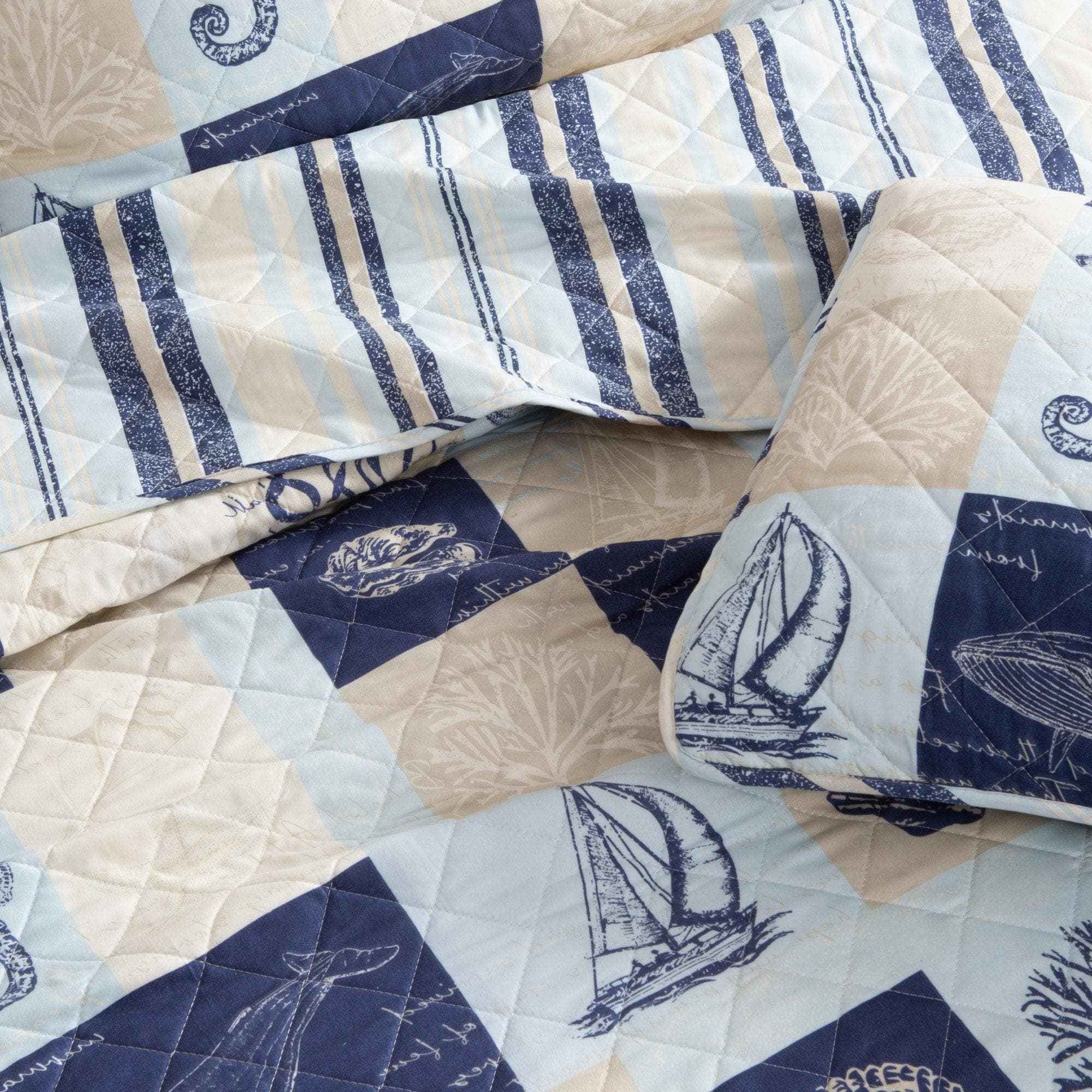 Seaside Patchwork Coastal Quilt Set - Caspian Collection