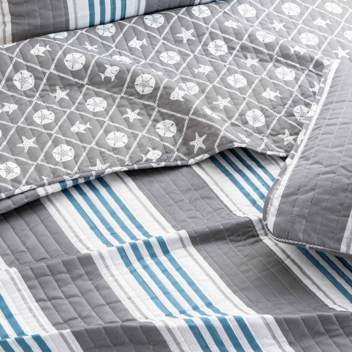 Striped Coral Quilt Set - St. Croix Collection