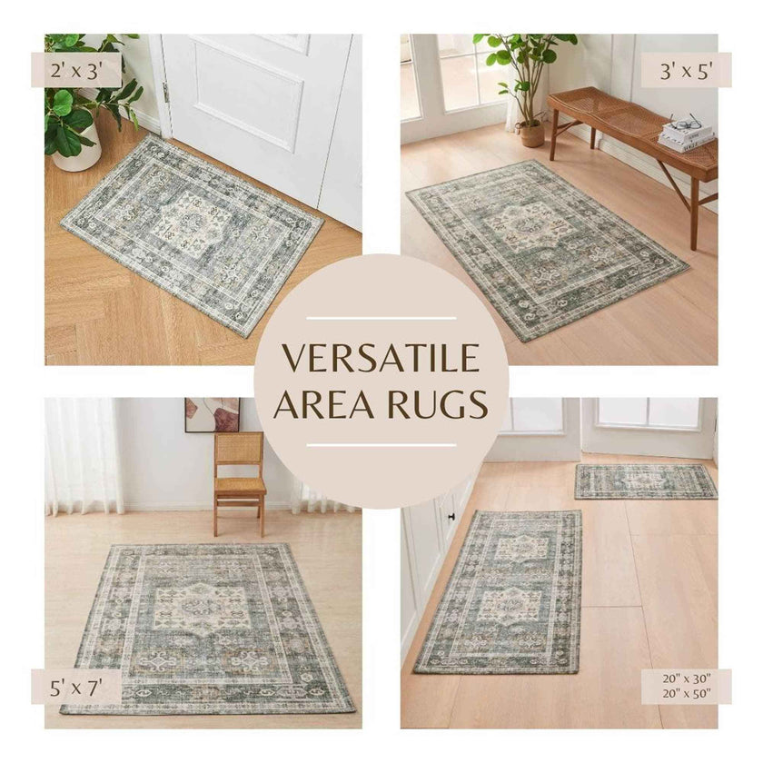 Medallion Machine Washable Accent Runner 2'4