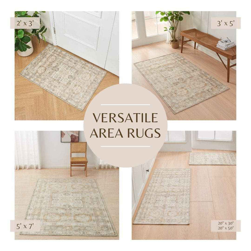 Medallion Machine Washable Accent Runner 2'4