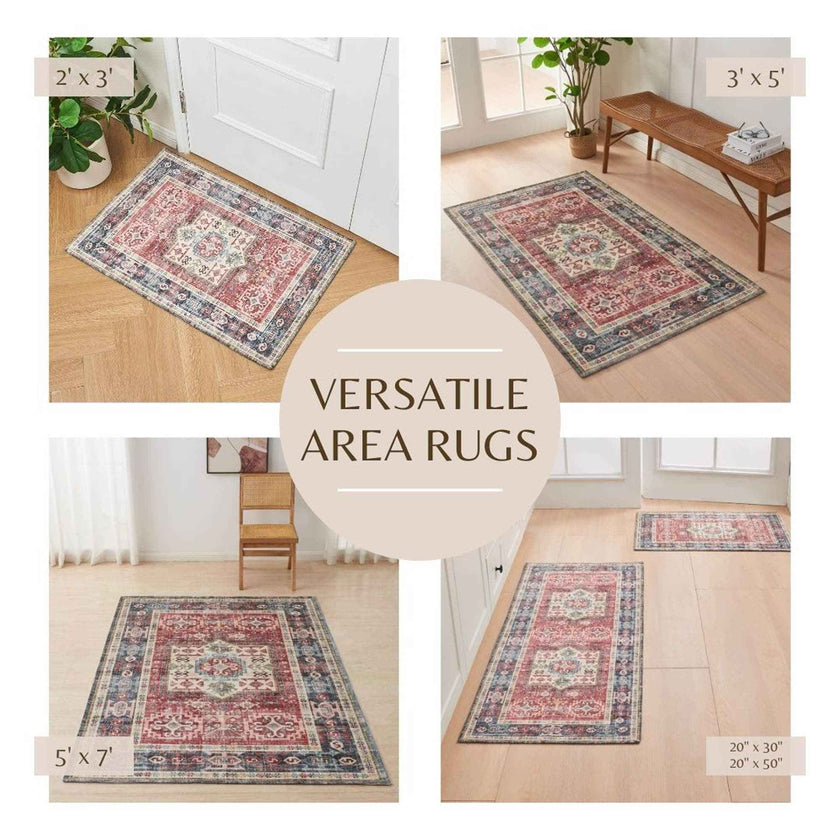 Medallion Machine Washable Accent Runner 2'4