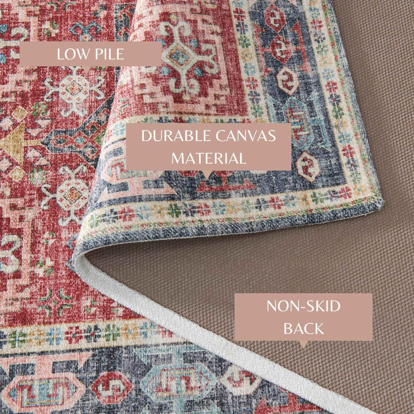 Medallion Machine Washable Accent Runner 2'4