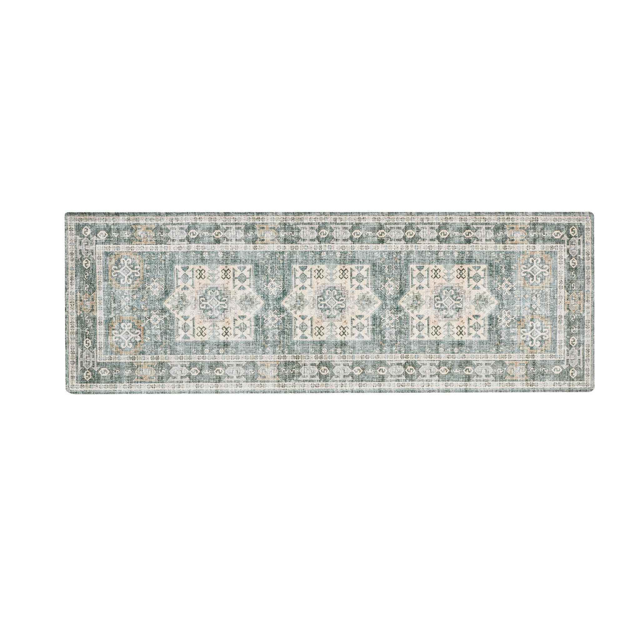 Medallion Machine Washable Accent Runner 2'4