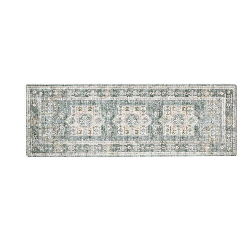 Medallion Machine Washable Accent Runner 2'4