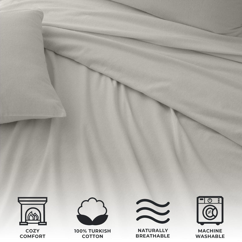 4-Piece Cotton Solid Flannel Sheet - Nordic Collection