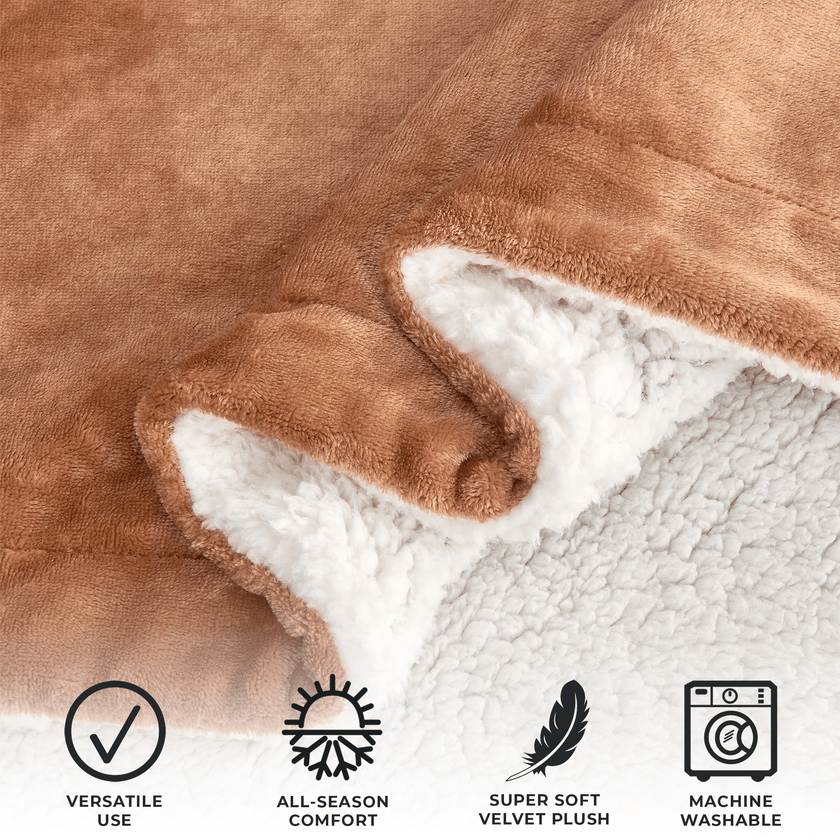 Velvet Plush Sherpa Luxury Bed Blanket - Kinsley Collection