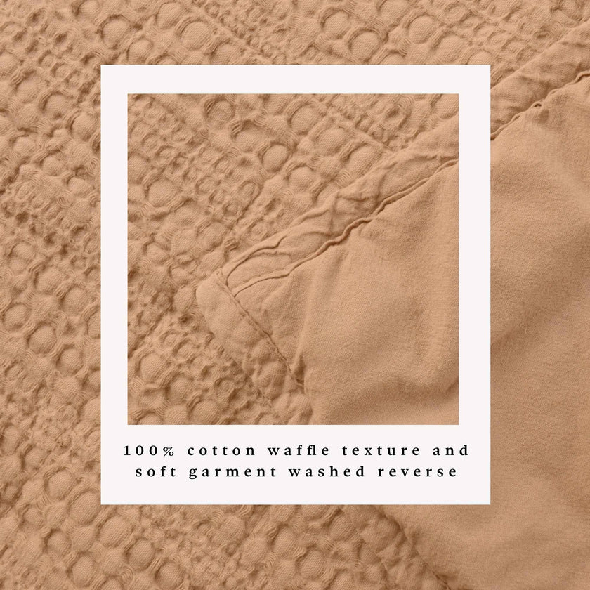 100% Cotton Honeycomb Waffle Garment Washed Quilt Set - Genevieve Collection