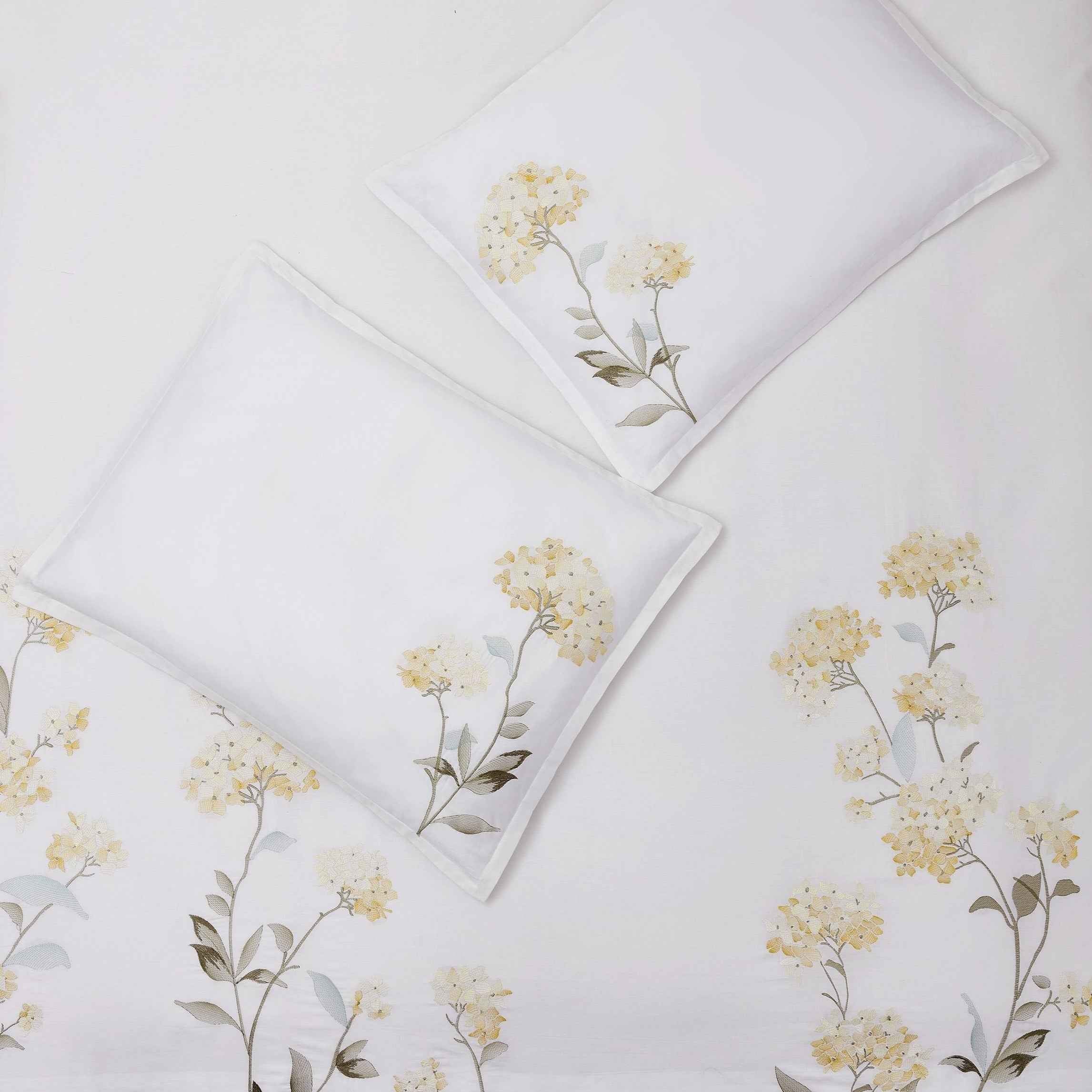 Hydrangea 100% Cotton Embroidered Duvet Cover Set