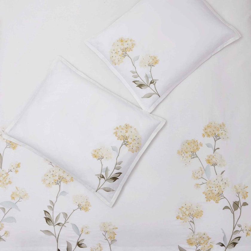 Hydrangea 100% Cotton Embroidered Duvet Cover Set
