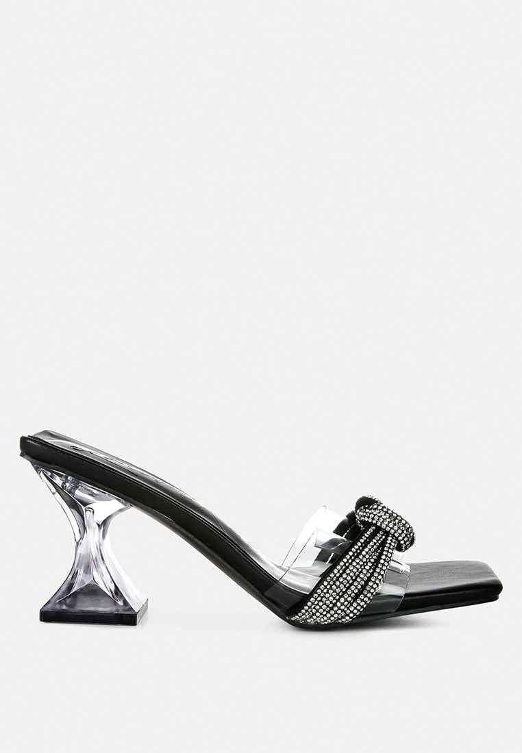 Hiorda Rhinestone Knotted Spool Heel Sandals
