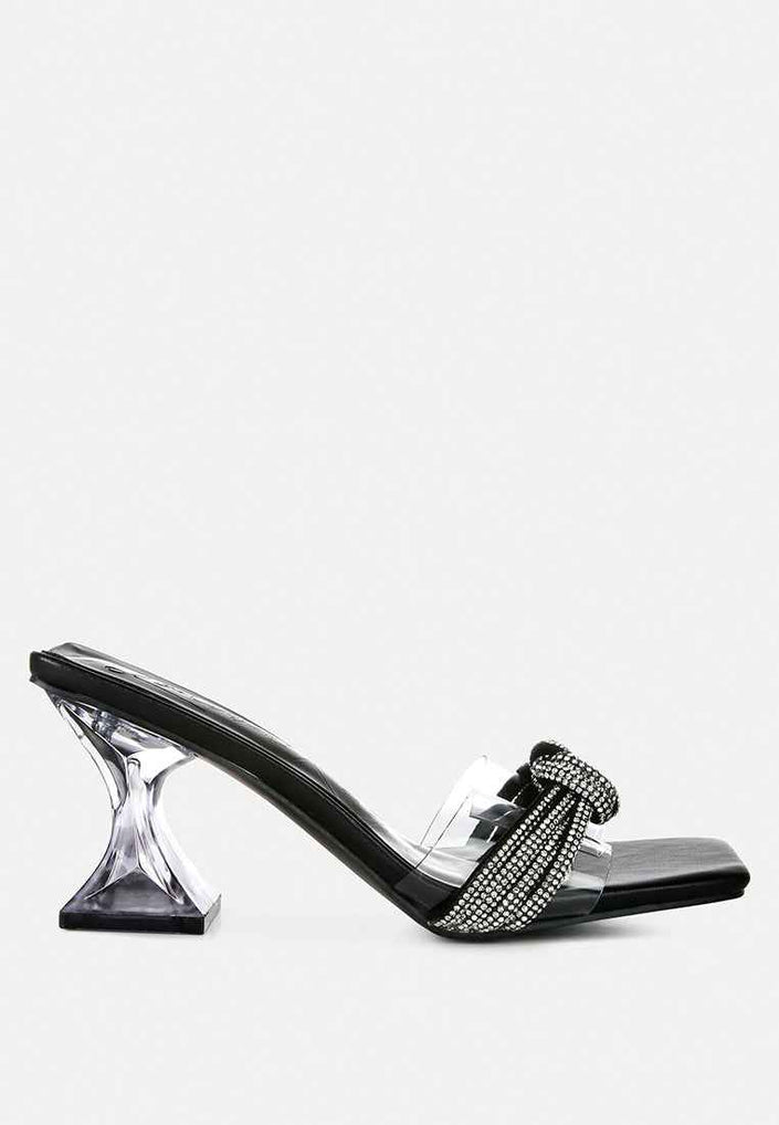 Hiorda Rhinestone Knotted Spool Heel Sandals