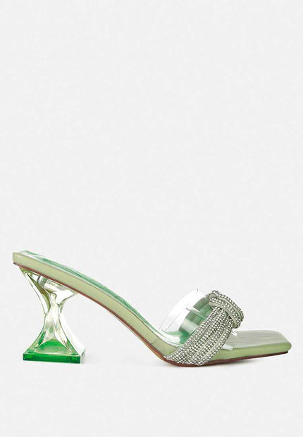 Hiorda Rhinestone Knotted Spool Heel Sandals
