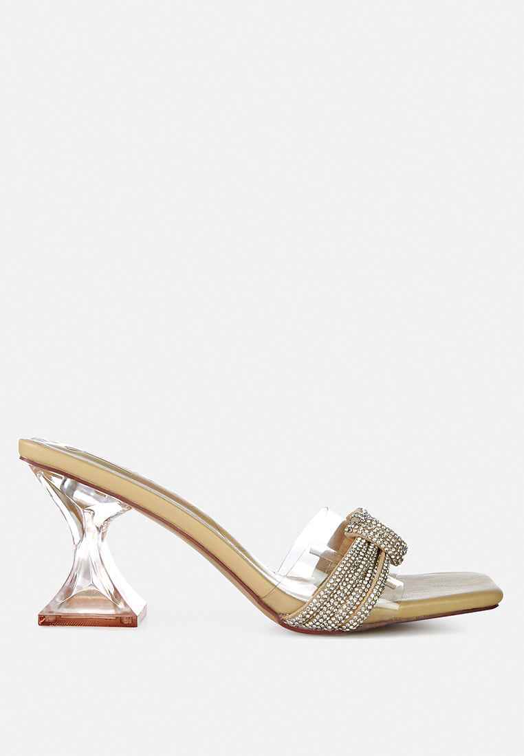 Hiorda Rhinestone Knotted Spool Heel Sandals