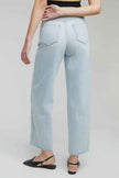 Moon Curve Raw Hem Crop Jeans HJ129