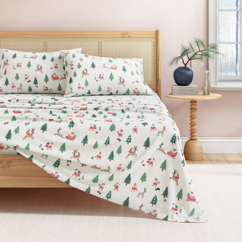 4-Piece Turkish Cotton Christmas Flannel Sheet - Whittaker Collection