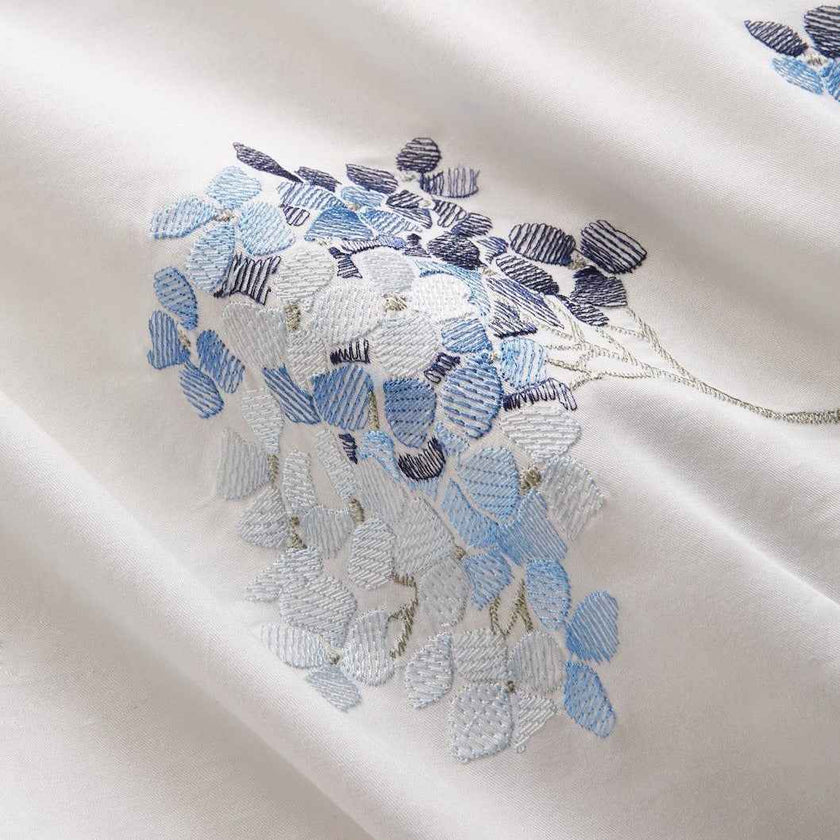 Hydrangea 100% Cotton Embroidered Duvet Cover Set