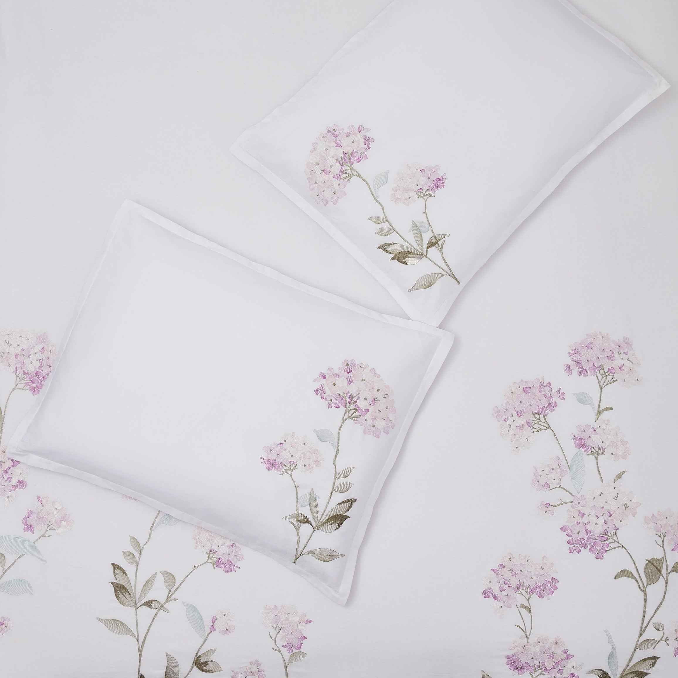 Hydrangea 100% Cotton Embroidered Duvet Cover Set