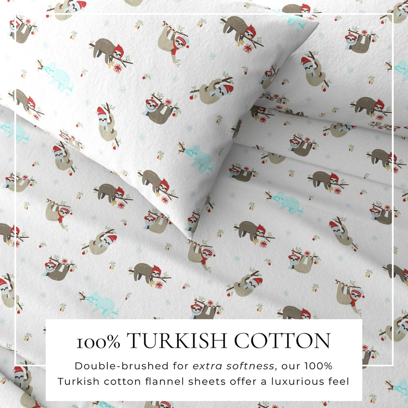 4-Piece Turkish Cotton Christmas Flannel Sheet - Whittaker Collection