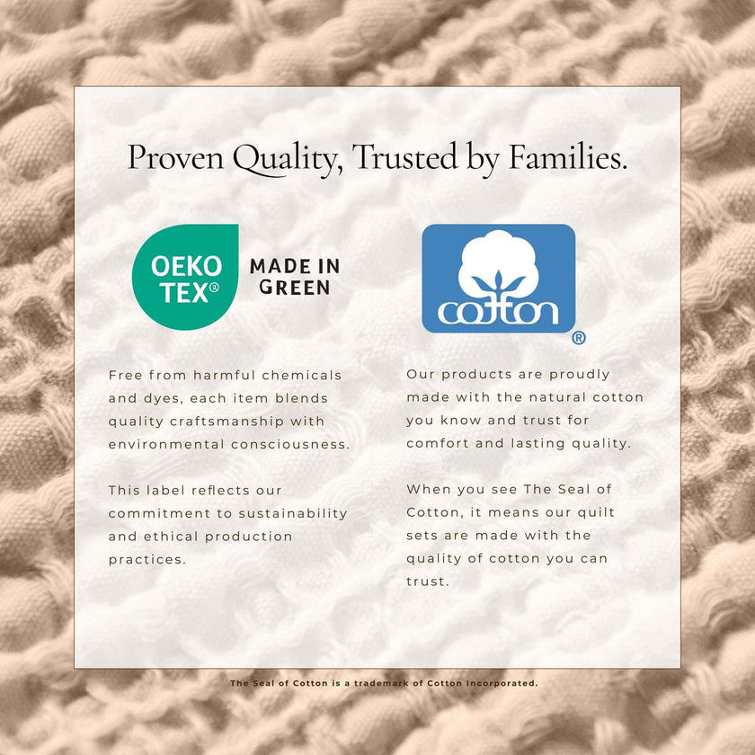 100% Cotton Honeycomb Waffle Garment Washed Quilt Set - Genevieve Collection