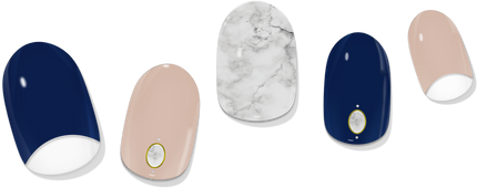 Reverse French Navy & Nude Marble Gel Nail Wrap