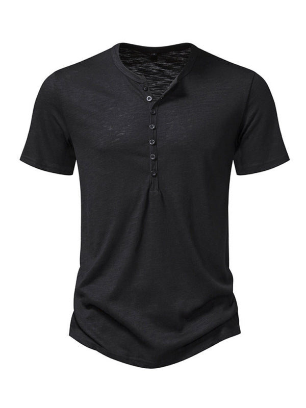 Men's Henley Casual Short Sleeve T-Shirt