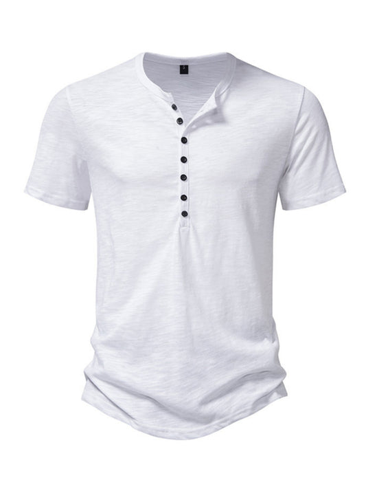 Men's Henley Casual Short Sleeve T-Shirt