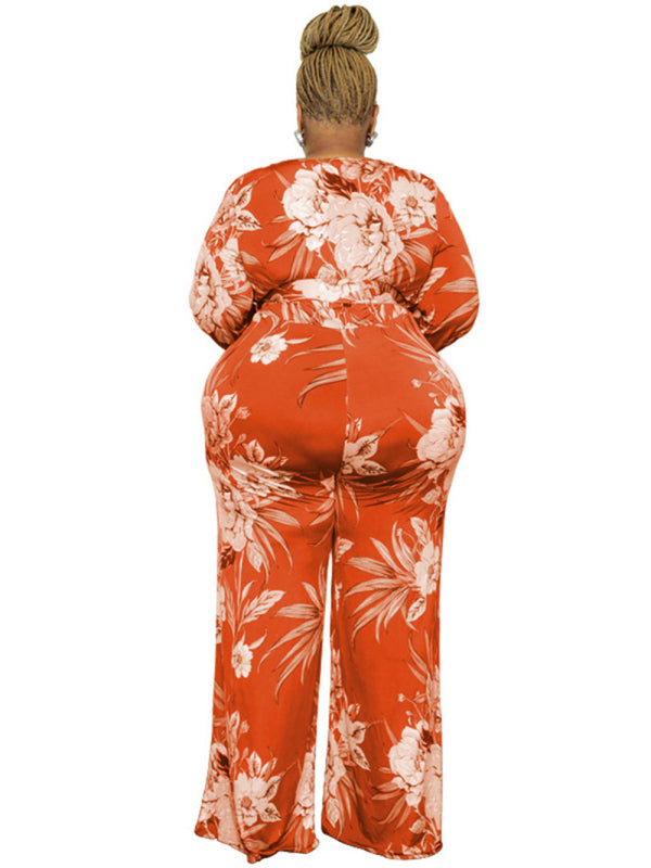 Plus size fresh and sweet women's jumpsuit with belt