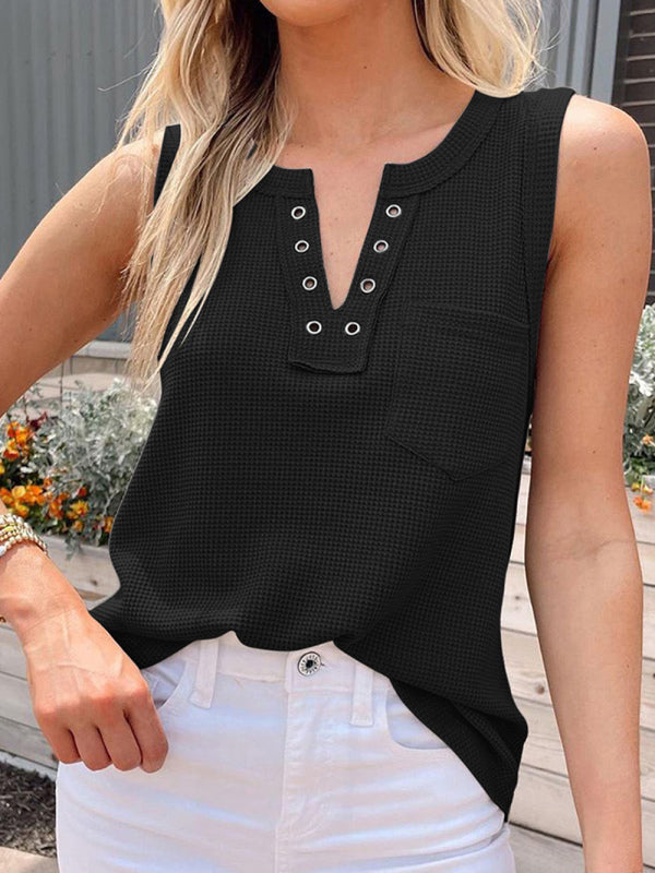 New solid color V-neck loose bottoming ladies vest