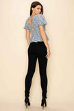 Puff short sleeve floral print top