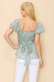 Smocked back ditsy floral print
