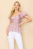 Smocked back ditsy floral print