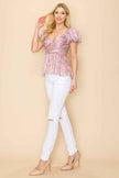 Smocked back ditsy floral print
