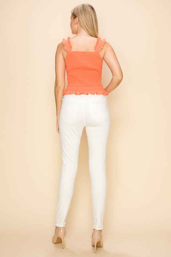 Sleeveless Back Smocking Crop Top