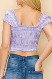Satin ruched crop top with short sleeve