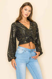 METALLIC RUCHED CROP TOP