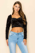 METALLIC VELVET CROP TOP