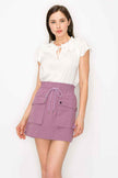 Short sleeves baby doll top with key hole design