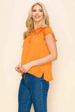 Short sleeves baby doll top with key hole design