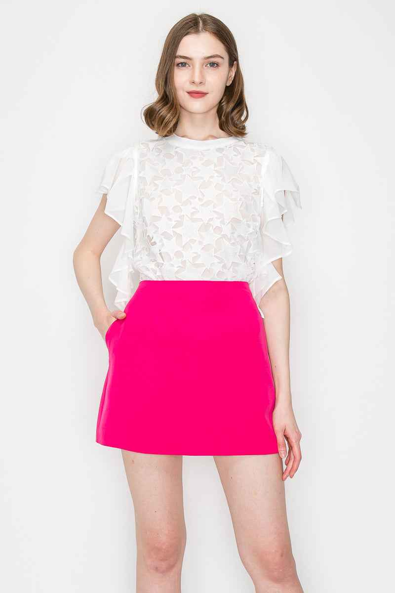Star Cutwork Butterfly Short Sleeve Top
